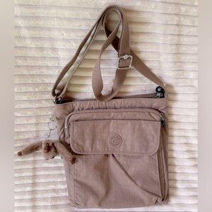 Kipling Tan Jayden Shoulder Bag with Logo Detail Crossbody Brown